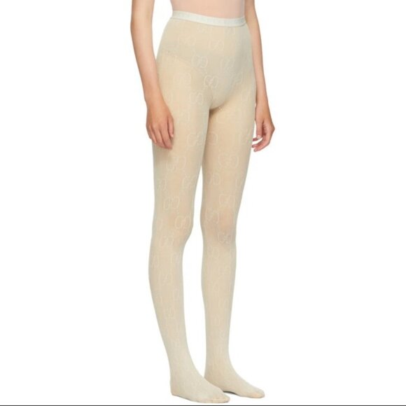 Gucci Ivory GG Supreme Tights in Medium - Picture 1 of 5